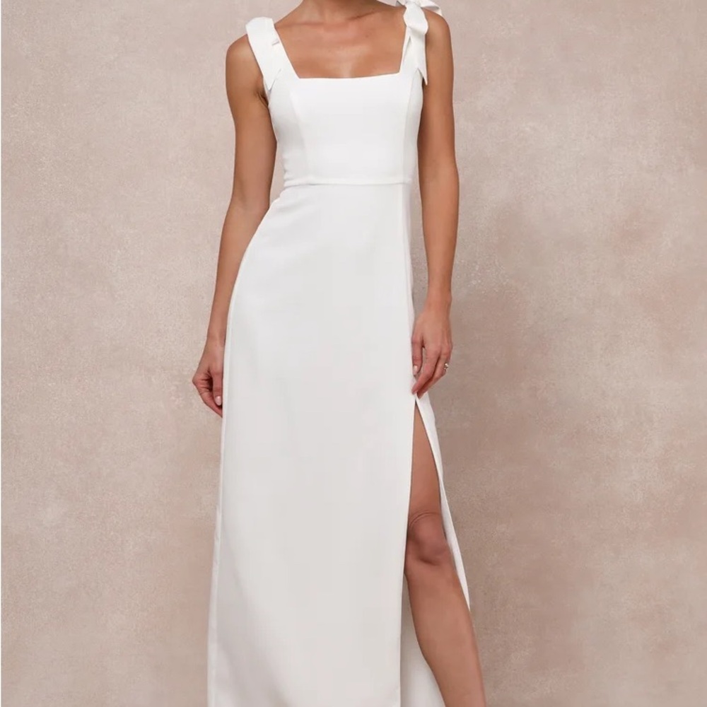Lulus Elegant White Tie Strap Dress
